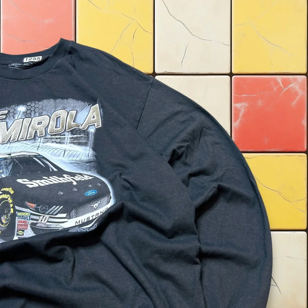 VTG Nascar Racing Long sleeve Shirt Y2K Men 2XL Black‎ Aric Almirola Mustang Tee